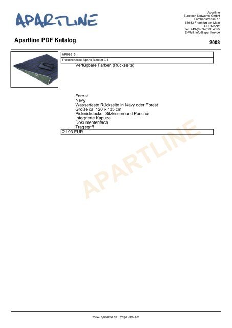 APARTLINE Apartline PDF Katalog - Eurotech Networks GMBH