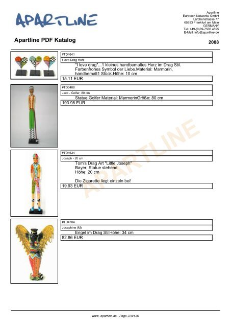 APARTLINE Apartline PDF Katalog - Eurotech Networks GMBH