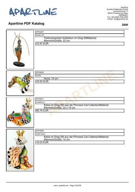 APARTLINE Apartline PDF Katalog - Eurotech Networks GMBH