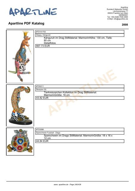 APARTLINE Apartline PDF Katalog - Eurotech Networks GMBH