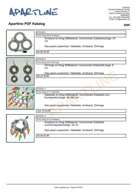 APARTLINE Apartline PDF Katalog - Eurotech Networks GMBH