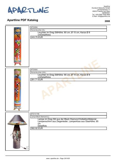 APARTLINE Apartline PDF Katalog - Eurotech Networks GMBH