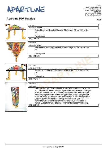 APARTLINE Apartline PDF Katalog - Eurotech Networks GMBH