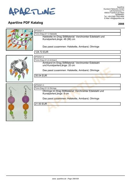 APARTLINE Apartline PDF Katalog - Eurotech Networks GMBH