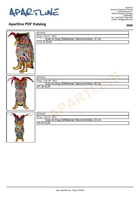 APARTLINE Apartline PDF Katalog - Eurotech Networks GMBH