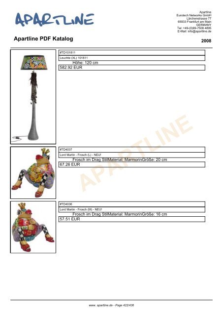 APARTLINE Apartline PDF Katalog - Eurotech Networks GMBH