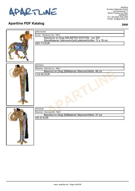 APARTLINE Apartline PDF Katalog - Eurotech Networks GMBH