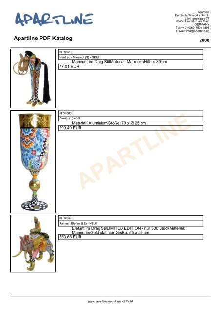 APARTLINE Apartline PDF Katalog - Eurotech Networks GMBH