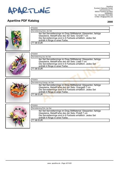 APARTLINE Apartline PDF Katalog - Eurotech Networks GMBH