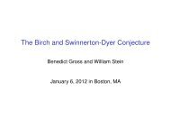 The Birch and Swinnerton-Dyer Conjecture, Jan 6 ... - William Stein