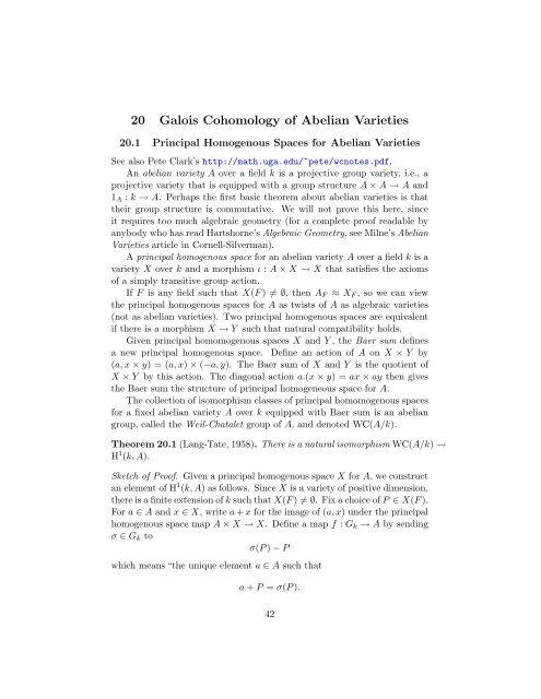 A Short Course on Galois Cohomology - William Stein - University of ...