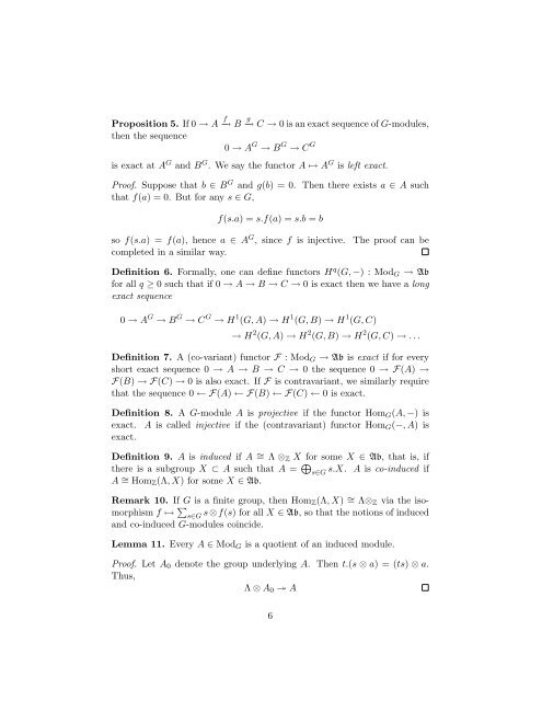 A Short Course on Galois Cohomology - William Stein - University of ...