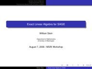 Exact Linear Algebra for SAGE - William Stein - University of ...