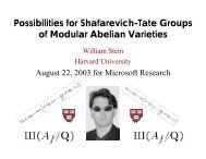 Possibilities for Shafarevich-Tate Groups of Modular ... - William Stein