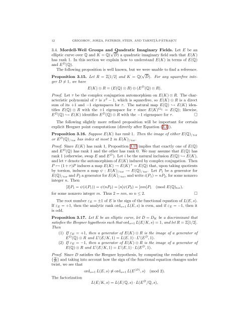 COMPUTATIONAL VERIFICATION OF THE BIRCH ... - William Stein