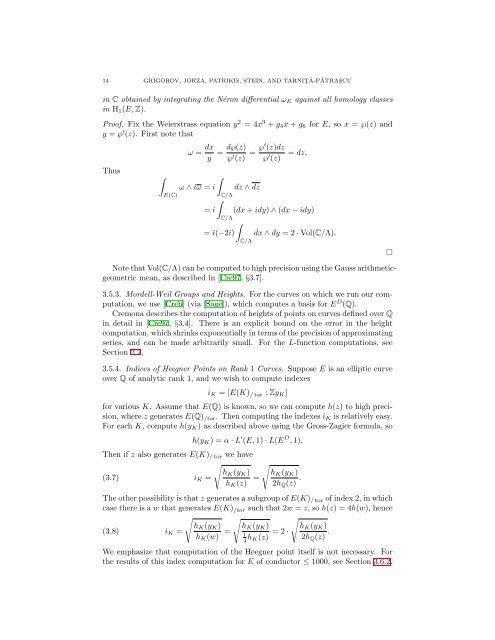 COMPUTATIONAL VERIFICATION OF THE BIRCH ... - William Stein