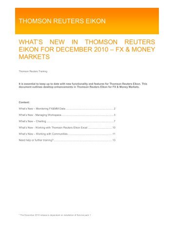 thomson reuters eikon what's new in thomson reuters eikon for ...