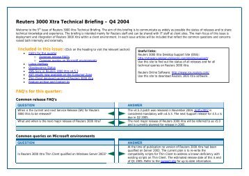 3000 Xtra Technical News Letter - Customer Zone - Reuters