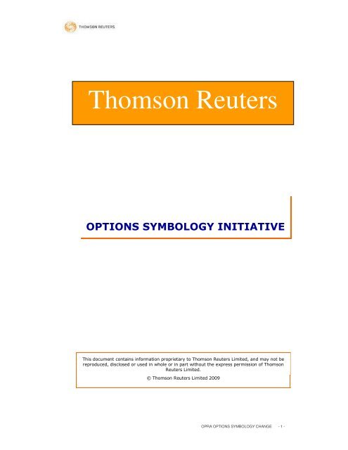 Options Symbology Change - Reuters