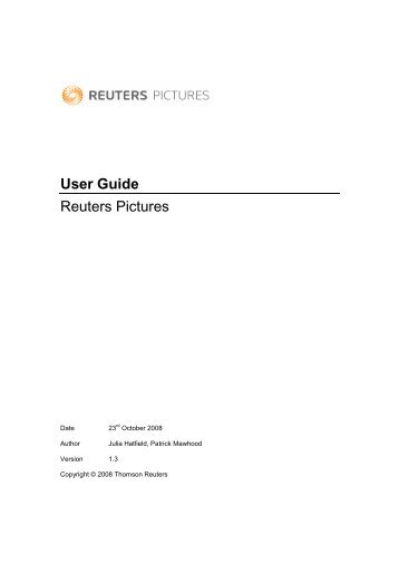 User Guide Reuters Pictures - Customer Zone - Reuters