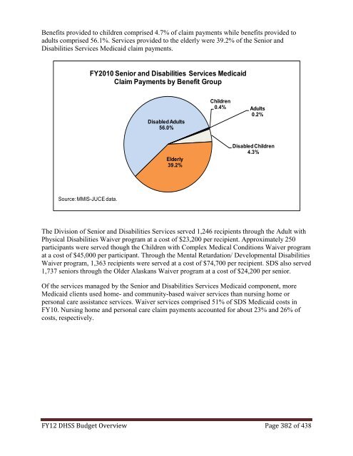 FY 12 DHSS Budget Overview - Alaska Department of Health and ...
