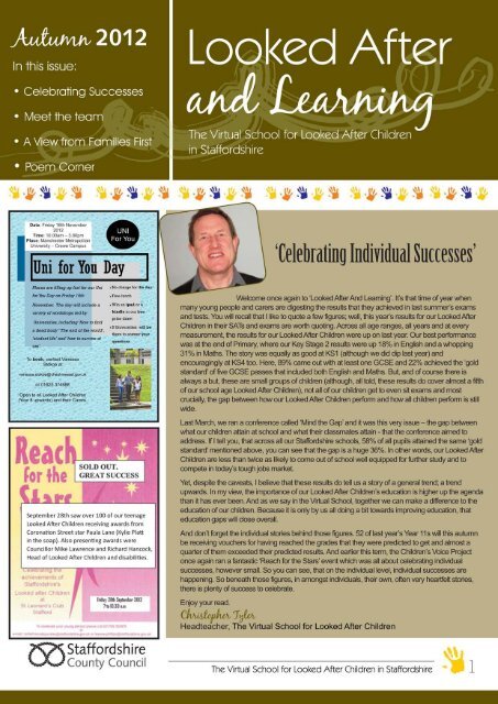 Virtual Sch newsletter Autumn 12_PDF version - Staffordshire ...