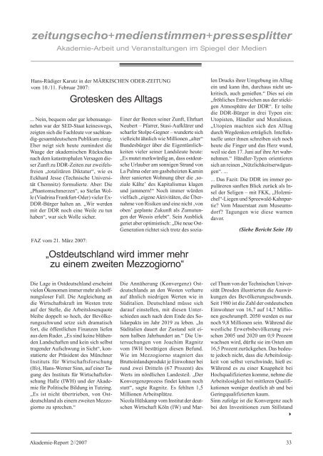 AKADEMIE -REPORT - Akademie für Politische Bildung Tutzing