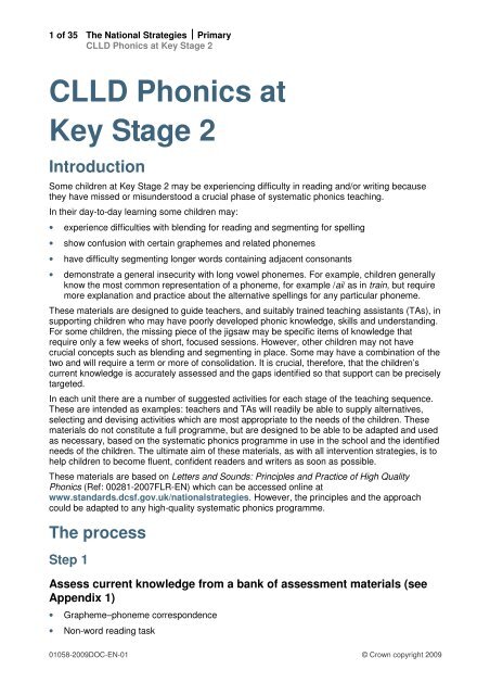 CLLD Phonics at Key Stage 2 - School-Portal.co.uk