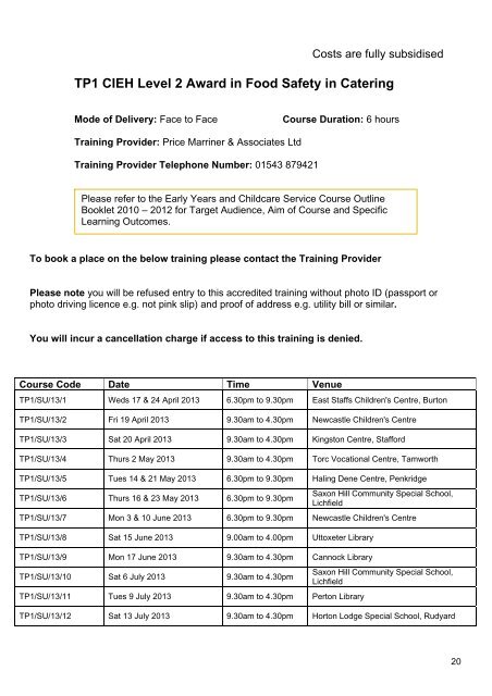 Early Years Core Training Directory - Staffordshire Learning Net ...