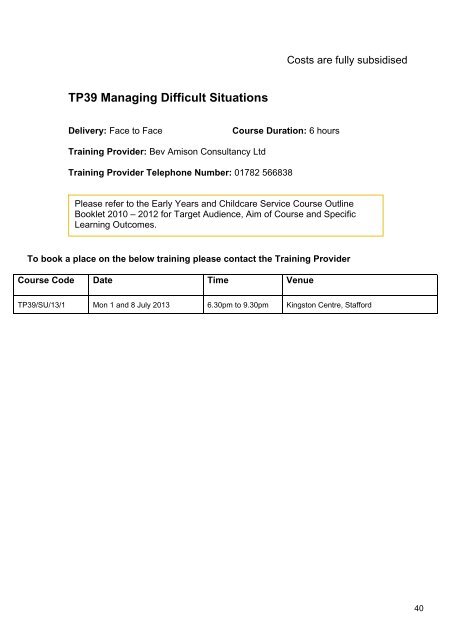 Early Years Core Training Directory - Staffordshire Learning Net ...