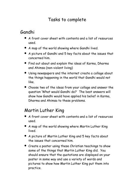 Gandhi and Martin Luther King - Staffordshire Learning Net