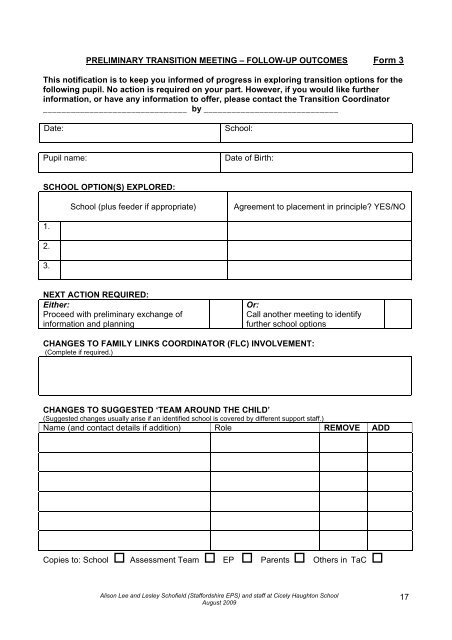 Moving On: A Framework for Transitions - Staffordshire Learning Net ...