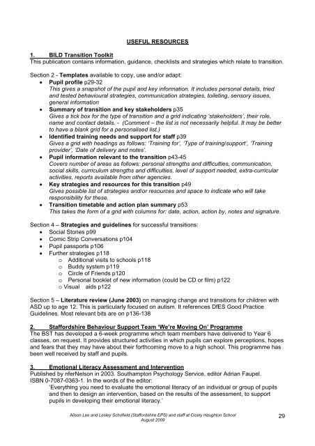 Moving On: A Framework for Transitions - Staffordshire Learning Net ...