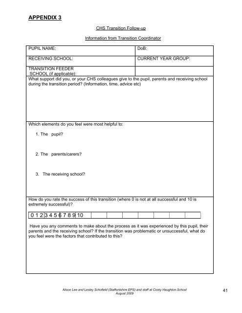 Moving On: A Framework for Transitions - Staffordshire Learning Net ...