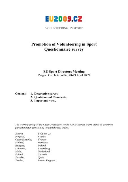 QUESTIONNAIRE SURVEY PROMOTION OF VOLUNTEERING IN ...