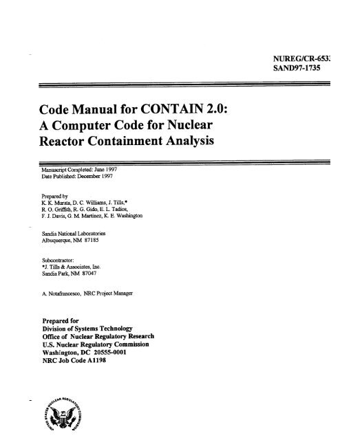 Code Manual for CONTAIN 2.0 - Federation of American Scientists