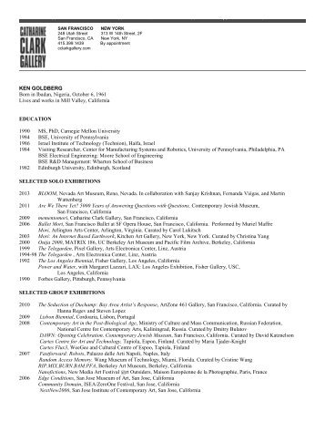 Resume (PDF) - Catharine Clark Gallery