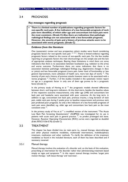 Non-specific neck pain: diagnosis and treatment - KCE