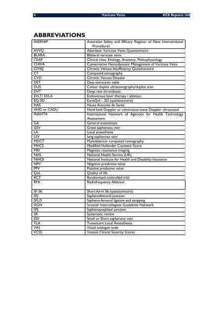 Diagnostic et traitement des varices des membres inférieurs - KCE