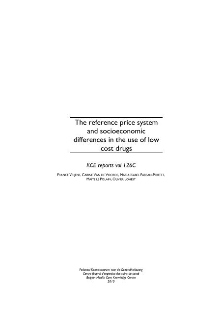 The reference price system and socioeconomic differences in ... - KCE