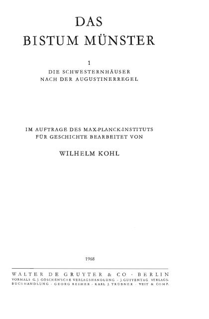 Die Schwesternhäuser nach der Augustinerregel - Germania Sacra