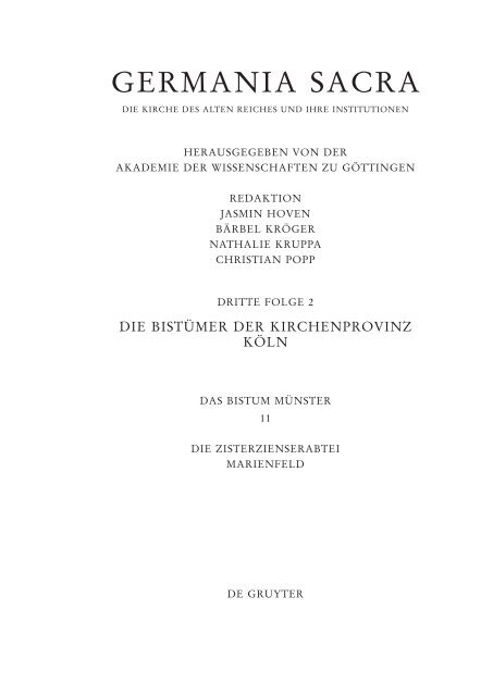 Germania Sacra 3.F. 2. Die Bistümer der Kirchenprovinz Köln. Das ...