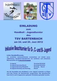 EINLADUNG TSV BARTENBACH - TV Stetten Handball