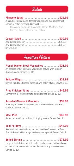 Catering To-Go Menu - Acme Oyster House