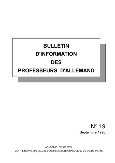 Bulletin N° 19 - Allemand @ Créteil - Académie de Créteil