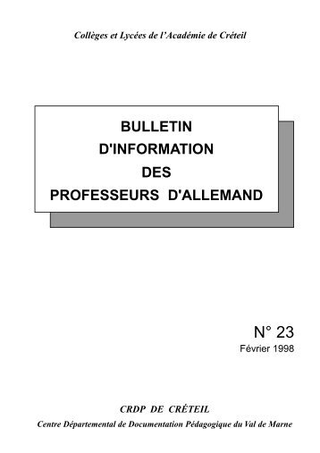 Bulletin N° 23 - Allemand @ Créteil - Académie de Créteil