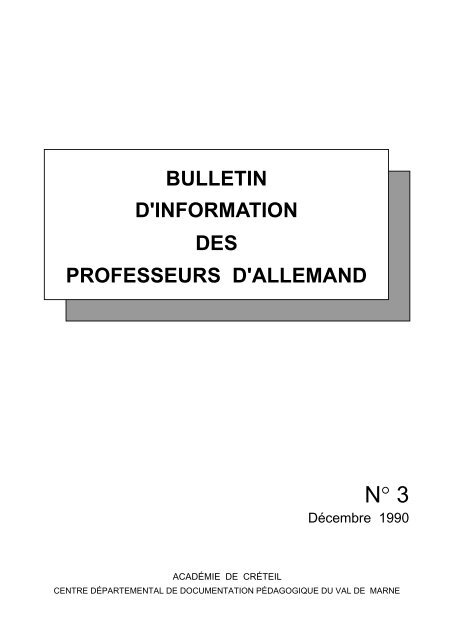 Bulletin N° 3 - Allemand @ Créteil - Académie de Créteil