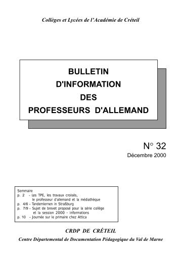 Bulletin N° 32 - L'allemand dans l'académie de Créteil