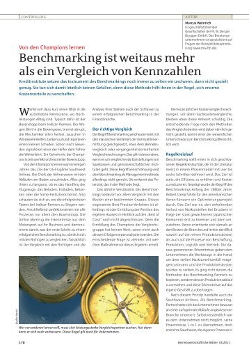 Benchmarking ist weitaus mehr als ein Vergleich von Kennzahlen