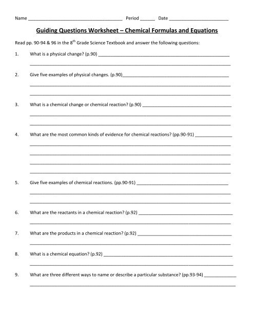 Chemical Reactions And Equations Worksheet Mcgraw Hill - Tessshebaylo